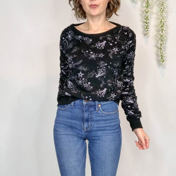 CHASER whimsigoth galaxy star jumper sweater ruched sleeve emo pop punk 2715 - Picture 5 of 11